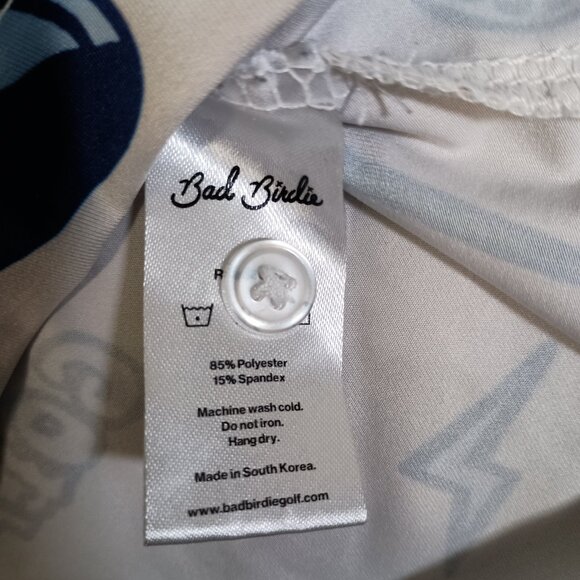 Bad Birdie Men's XL Yard Sale Golf All Over Print Stretch Preppy White Polo - Picture 7 of 7